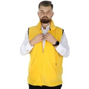 Big Tall Men Fleece Vest Stand Up Collar Zippered 22549 Yellow