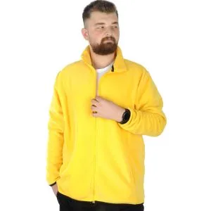 Big Tall Men Zippered Fleece Cardigan Standing Collar 22550 Yellow