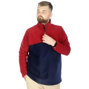 Big Tall Men Sweat Polo Neck Half Zipper Fleece 22552 Burgundy