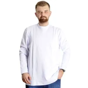 Büyük Beden Erkek Bisiklet Yaka Basic Sweat 22557 Beyaz