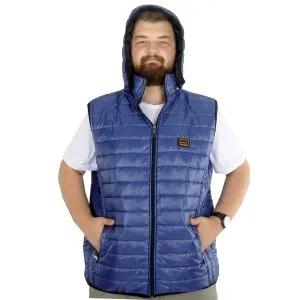 Big Size Mens Quilted Hooded Vest 22600 Indıgo