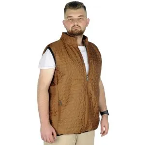 Big Size Mens Vest with Quilted Collar 22601 Brown