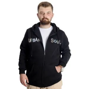 Büyük Beden Sweat Kapşon Kanguru Fermuarlı 22531 Siyah