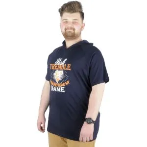 Big-Tall Men Hooded T-Shirt Act Now 22128 Navy Blue