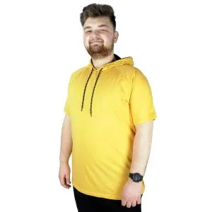 Big-Tall Men Hooded T-Shirt 22117 Mustard