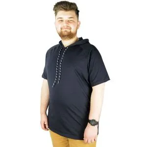 Big-Tall Men Hooded T-Shirt 22117 Navy Blue