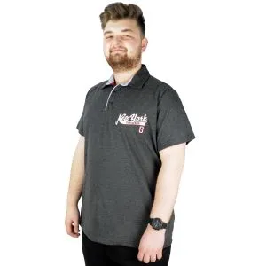 Men s T shirt Polo Collar New York Throwback 22302 Anthramelange