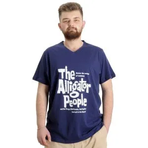 Büyük Beden Erkek V Yaka T-shirt ALLIGATOR 23033 İndigo