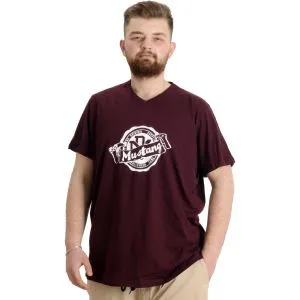 Büyük Beden Erkek T-shirt V Yaka MUSTANG 23034 Mürdüm