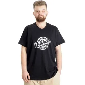 Büyük Beden Erkek V Yaka T-shirt MUSTANG 23034 Siyah