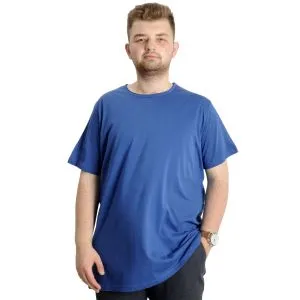 Büyük Beden Erkek T-shirt Bisiklet Yaka Basic 23035 İndigo