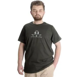 Büyük Beden Erkek T-shirt HEADSET 23101 Haki