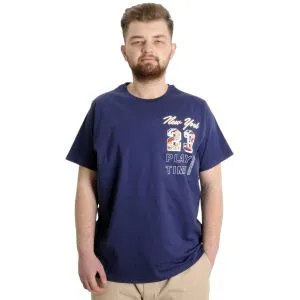 Büyük Beden Erkek T-shirt NEW YORK 23113 İndigo