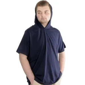 Büyük Beden Erkek T-shirt Kapşonlu Kısa Kol 23118 Lacivert