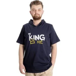 Büyük Beden Erkek T-shirt Kapşonlu THE KING 23121 Lacivert