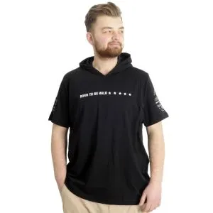 Big Size Mens T-Shirt Hoodie BORN TO BE WILD 23122 Black