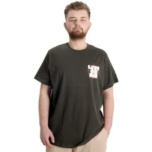 Büyük Beden Erkek T-shirt LIVE OR DIE 23124 Haki