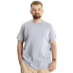 Big Size Mens T-Shirt Bis Collar Fragmented 23133 Grey Melange