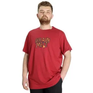 Büyük Beden Erkek T-shirt BRAIN MELT 23141 Bordo