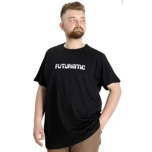 Büyük Beden Erkek T-shirt FUTURISTIC 23142 Siyah