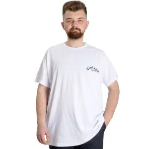 Büyük Beden Erkek T-shirt VINTAGE 23144 Beyaz