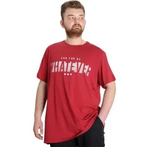 Büyük Beden Erkek T-shirt WHATEVER 23148 Bordo
