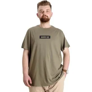 Büyük Beden Erkek T-shirt KEEP THE GLOW 23149 Haki