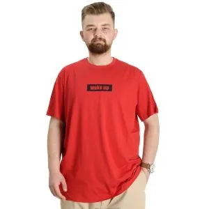 Büyük Beden Erkek T-shirt KEEP THE GLOW 23149 Kırmızı