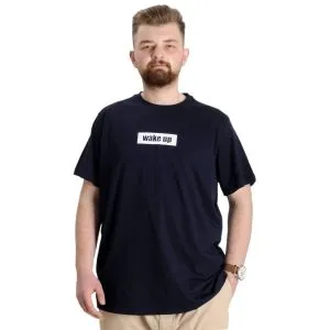 Büyük Beden Erkek T-shirt KEEP THE GLOW 23149 Lacivert