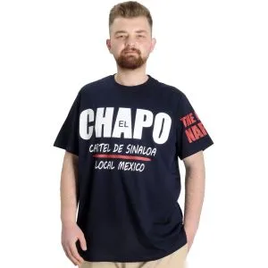 Büyük Beden Erkek T-shirt EL CHAPO 23154 Lacivert