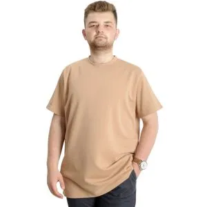 Büyük Beden Erkek T-shirt Bisiklet Yaka INTERLOK 23162 Bej