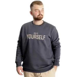 Büyük Beden Erkek Sweat BisYaka Do İt Yourself 23168 Fume