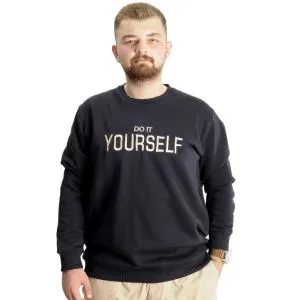Büyük Beden Erkek Sweat BisYaka Do İt Yourself 23168 Lacivert