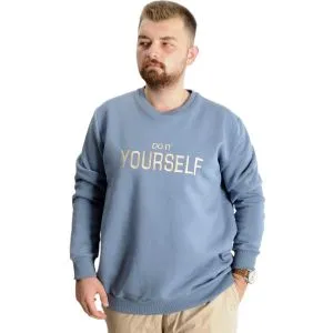 Büyük Beden Erkek Sweat BisYaka Do İt Yourself 23168 Mavi