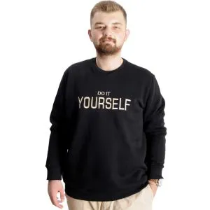 Big Size Mens Sweat Crew Neck Do İt Yourself 23168 Black