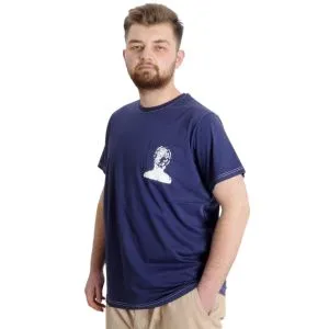 Büyük Beden Erkek T-shirt FINGERMARK 23201 İndigo