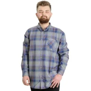 Büyük Beden Erkek Gömlek Ekose Uzun Kollu 23300 Açık Kahve