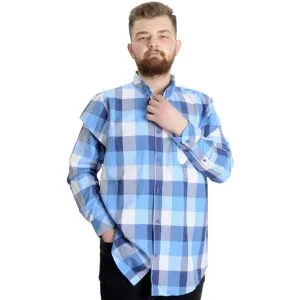 Büyük Beden Erkek Gömlek Ekose Uzun Kollu 23300 Antramelanj