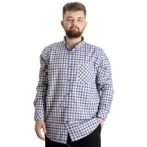 Büyük Beden Erkek Gömlek Ekose Uzun Kollu 23300 Bej