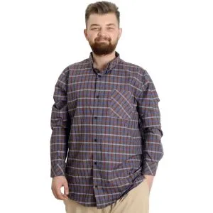 Büyük Beden Erkek Gömlek Ekose Uzun Kollu 23300 Haki