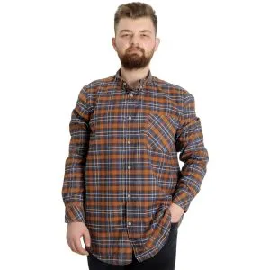 Büyük Beden Erkek Gömlek Ekose Uzun Kollu 23300 Kiremit