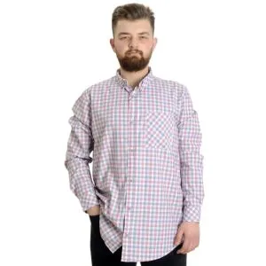 Büyük Beden Erkek Gömlek Ekose Uzun Kollu 23300 Kırık Beyaz