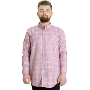 Büyük Beden Erkek Gömlek Ekose Uzun Kollu 23300 Kızıl