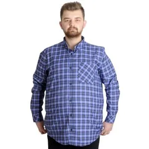 Büyük Beden Erkek Gömlek Ekose Uzun Kollu 23300 Koyu Saks