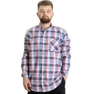 Büyük Beden Erkek Gömlek Ekose Uzun Kollu 23300 Kum-Siyah