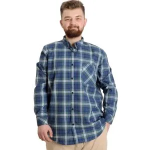 Büyük Beden Erkek Gömlek Ekose Uzun Kollu 23300 Koyu Yeşil