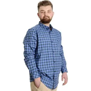 Büyük Beden Erkek Gömlek Ekose Uzun Kollu 23300 Lacivert-Beyaz