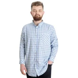 Büyük Beden Erkek Gömlek Ekose Uzun Kollu 23300 Mint Yeşili