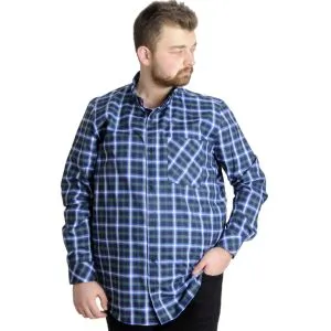Big Size Mens Plaid Long Sleeved Pocket Shirt 23300 Naphtha