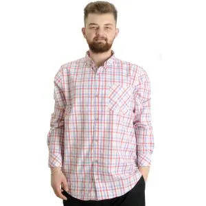 Büyük Beden Erkek Gömlek Ekose Uzun Kollu 23300 Su Yeşili